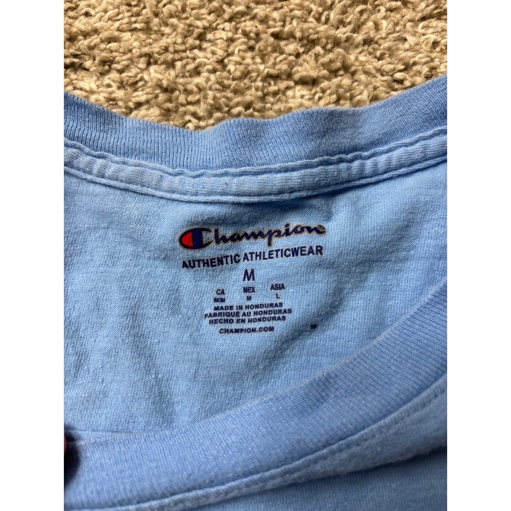 Champion Mens Light Blue Authentic Athleticwear Crew Neck T-Shirt Size M - Picture 2 of 5